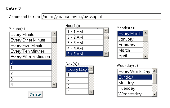 crontab settings