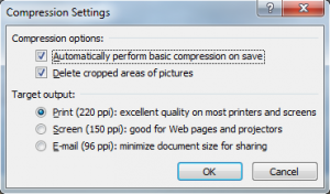 MS Word compression settings